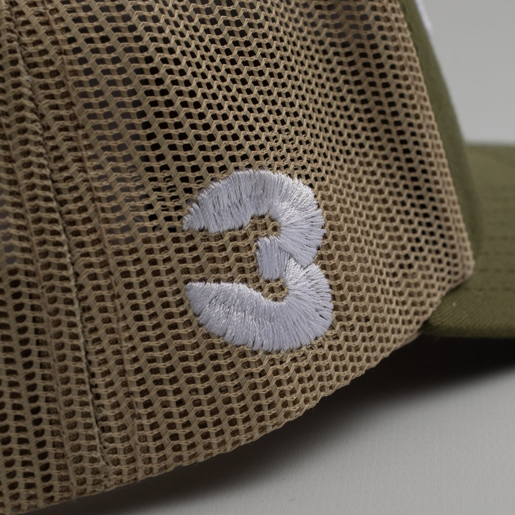 Khaki/ White Trucker Cap