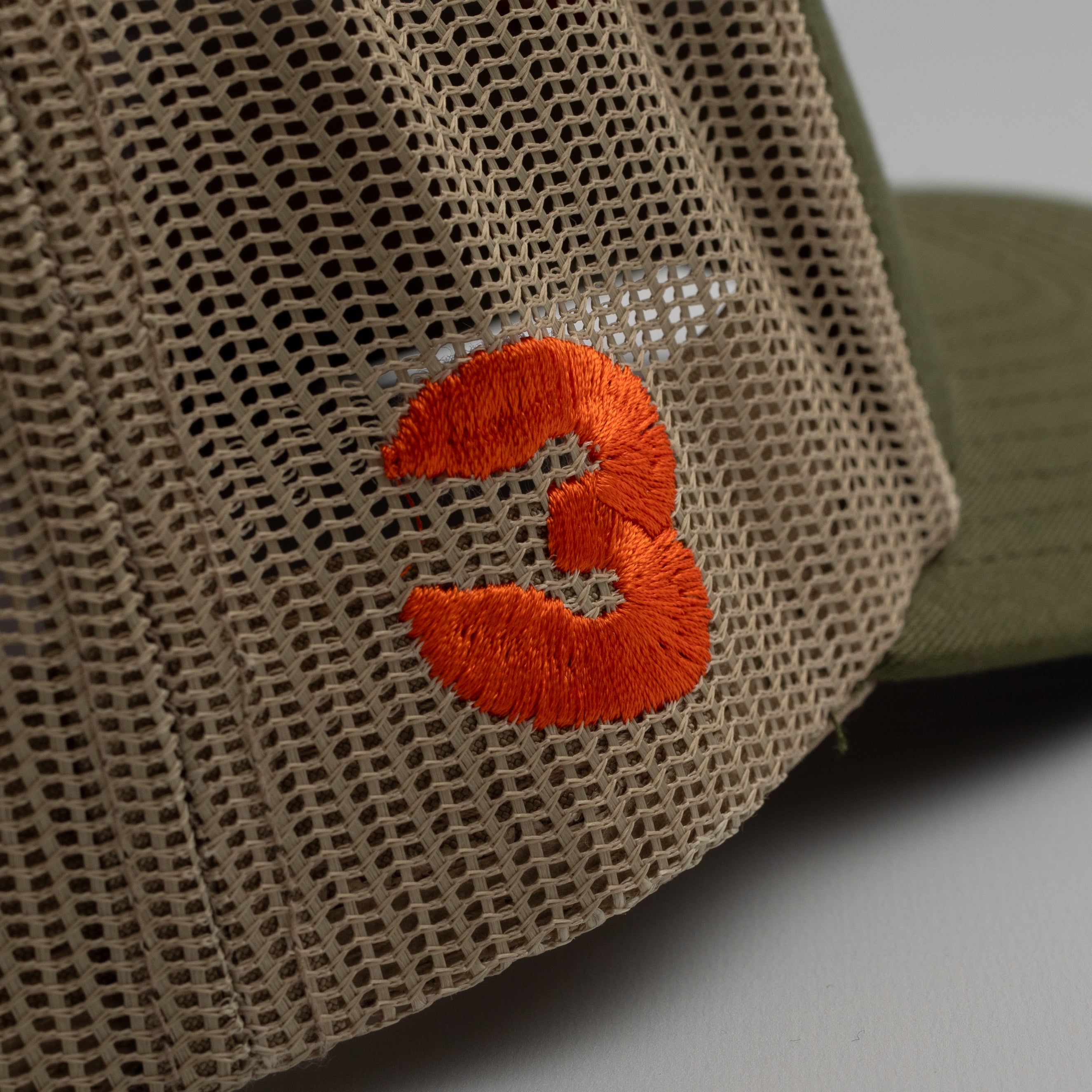Khaki/ Orange Trucker Cap