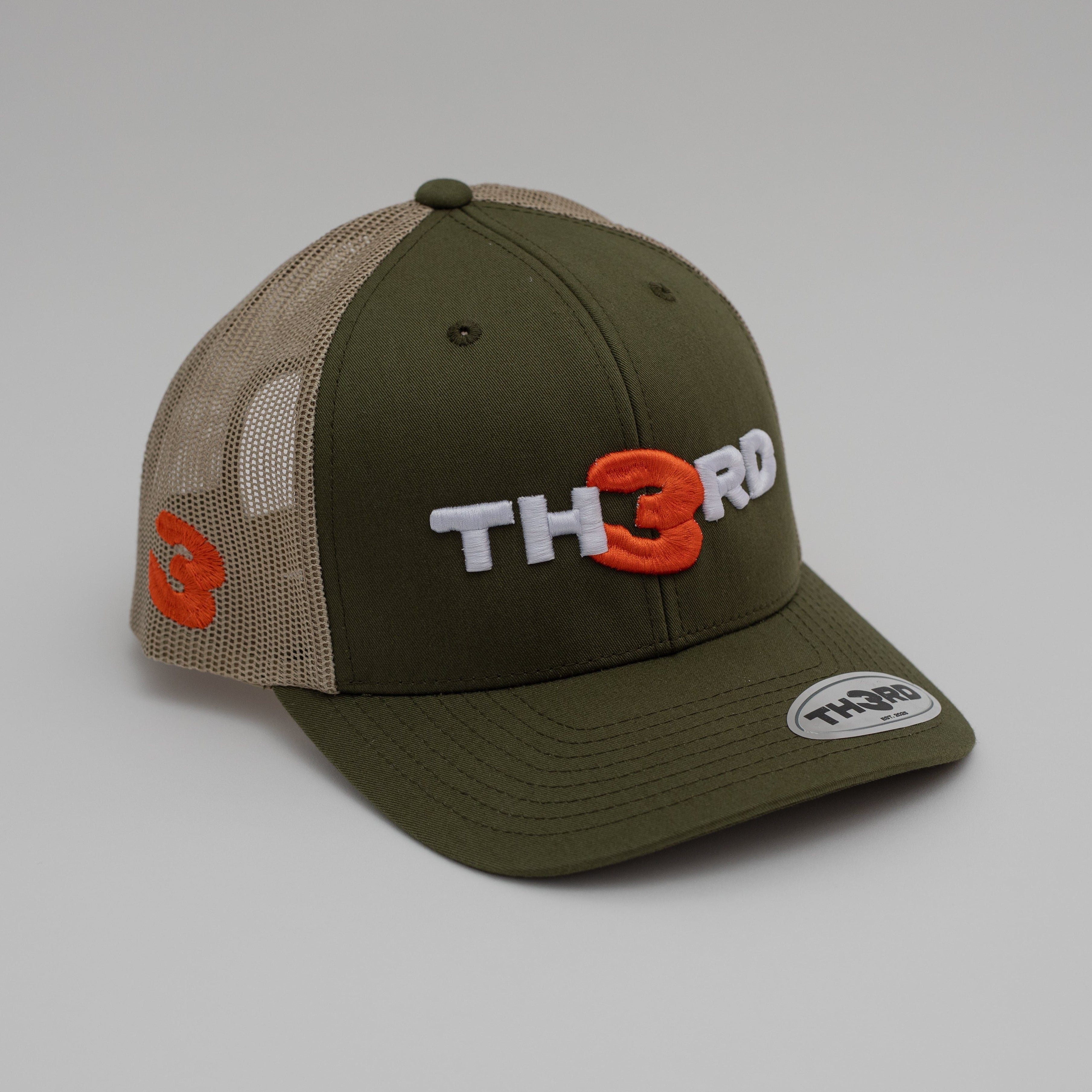Khaki/ Orange Trucker Cap