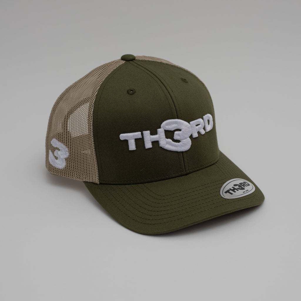 Khaki/ White Trucker Cap